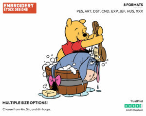 Pooh Washing Eeyore - Winnie the Pooh and Eeyore - Winnie the Pooh & Friends - Disney Embroidery Design in 3 sizes & 8 formats