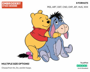 Pooh Hugging Eeyore - Winnie the Pooh and Eeyore - Winnie the Pooh & Friends - Disney Embroidery Design in 3 sizes & 8 formats