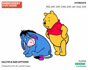 Pooh, Eeyore - Winnie the Pooh and Eeyore - Winnie the Pooh & Friends - Disney Embroidery Design in 3 sizes & 8 formats