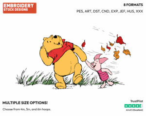 Pooh, Piglet Taking A Walk In The Fall - Winnie the Pooh and Piglet - Winnie the Pooh & Friends - Disney Embroidery Design in 3 sizes & 8 formats