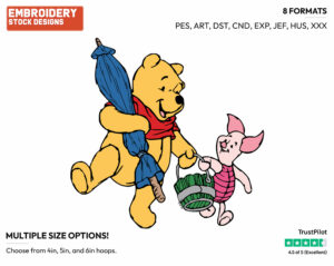 Winnie The Pooh And Piglet Headed To The Beach - Winnie the Pooh and Piglet - Winnie the Pooh & Friends - Disney Embroidery Design in 3 sizes & 8 formats