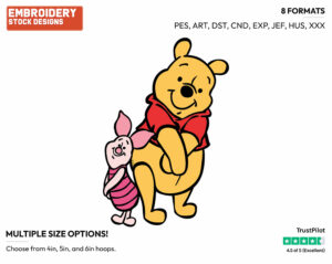 Piglet, Pooh - Winnie the Pooh and Piglet - Winnie the Pooh & Friends - Disney Embroidery Design in 3 sizes & 8 formats