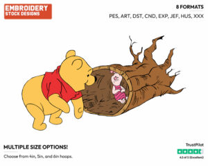 Winnie The Pooh, Piglet Playing Hide And Seek - Winnie the Pooh and Piglet - Winnie the Pooh & Friends - Disney Embroidery Design in 3 sizes & 8 formats