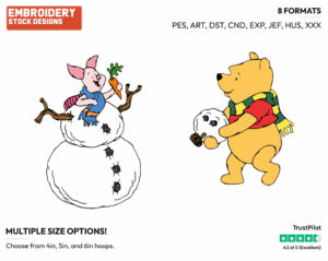 Winnie The Pooh And Piglet Building A Snowman - Winnie the Pooh and Piglet - Winnie the Pooh & Friends - Disney Embroidery Design in 3 sizes & 8 formats