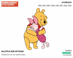 Pooh, Piglet Hugging - Winnie the Pooh and Piglet - Winnie the Pooh & Friends - Disney Embroidery Design in 3 sizes & 8 formats