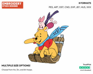 Winnie The Pooh And Piglet Sledding - Winnie the Pooh and Piglet - Winnie the Pooh & Friends - Disney Embroidery Design in 3 sizes & 8 formats
