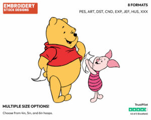 Winnie The Pooh And Piglet Exchanging Notes - Winnie the Pooh and Piglet - Winnie the Pooh & Friends - Disney Embroidery Design in 3 sizes & 8 formats