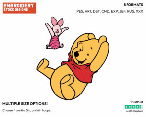 Winnie The Pooh And Piglet Falling - Winnie the Pooh and Piglet - Winnie the Pooh & Friends - Disney Embroidery Design in 3 sizes & 8 formats