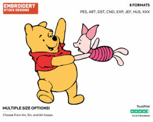 Winnie The Pooh, Piglet Dancing - Winnie the Pooh and Piglet - Winnie the Pooh & Friends - Disney Embroidery Design in 3 sizes & 8 formats