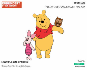 Pooh, Piglet With An Owl - Winnie the Pooh and Piglet - Winnie the Pooh & Friends - Disney Embroidery Design in 3 sizes & 8 formats