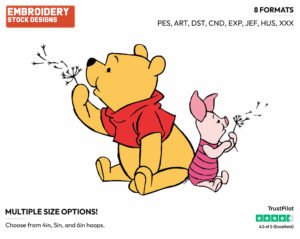 Blowing Dandelion Fuzz - Winnie the Pooh and Piglet - Winnie the Pooh & Friends - Disney Embroidery Design in 3 sizes & 8 formats