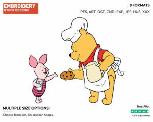 Pooh Giving Piglet A Cookie - Winnie the Pooh and Piglet - Winnie the Pooh & Friends - Disney Embroidery Design in 3 sizes & 8 formats