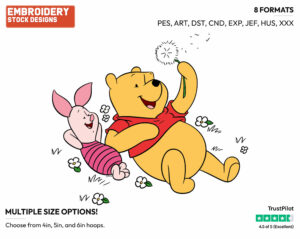 Blowing Dandelion Fuzz - Winnie the Pooh and Piglet - Winnie the Pooh & Friends - Disney Embroidery Design in 3 sizes & 8 formats
