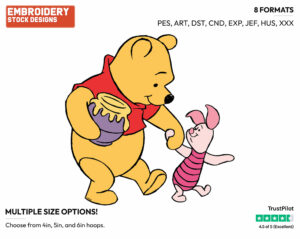 Walking Hand In Hand - Winnie the Pooh and Piglet - Winnie the Pooh & Friends - Disney Embroidery Design in 3 sizes & 8 formats
