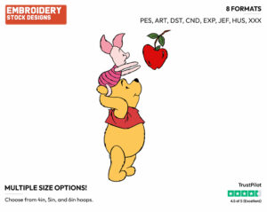 Picking Apples - Winnie the Pooh and Piglet - Winnie the Pooh & Friends - Disney Embroidery Design in 3 sizes & 8 formats