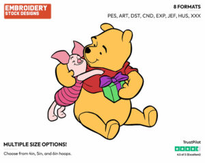 Hugging - Winnie the Pooh and Piglet - Winnie the Pooh & Friends - Disney Embroidery Design in 3 sizes & 8 formats