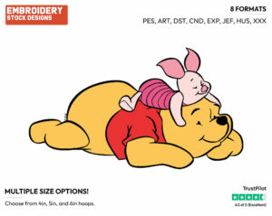 Resting - Winnie the Pooh and Piglet - Winnie the Pooh & Friends - Disney Embroidery Design in 3 sizes & 8 formats