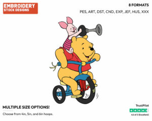 Riding Bicycle - Winnie the Pooh and Piglet - Winnie the Pooh & Friends - Disney Embroidery Design in 3 sizes & 8 formats