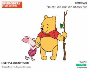 Pooh, Piglet - Winnie the Pooh and Piglet - Winnie the Pooh & Friends - Disney Embroidery Design in 3 sizes & 8 formats