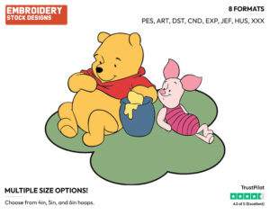 Pooh, Piglet - Winnie the Pooh and Piglet - Winnie the Pooh & Friends - Disney Embroidery Design in 3 sizes & 8 formats