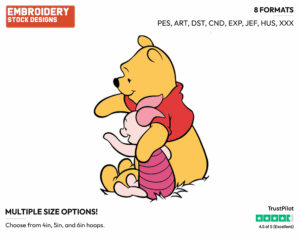 Pooh, Piglet - Winnie the Pooh and Piglet - Winnie the Pooh & Friends - Disney Embroidery Design in 3 sizes & 8 formats