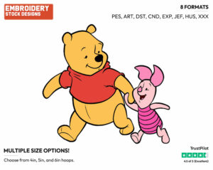 Running - Winnie the Pooh and Piglet - Winnie the Pooh & Friends - Disney Embroidery Design in 3 sizes & 8 formats