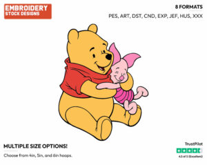 Hugging - Winnie the Pooh and Piglet - Winnie the Pooh & Friends - Disney Embroidery Design in 3 sizes & 8 formats