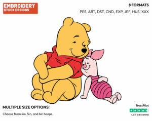 Pooh, Piglet - Winnie the Pooh and Piglet - Winnie the Pooh & Friends - Disney Embroidery Design in 3 sizes & 8 formats