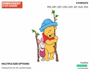 Pooh, Piglet - Winnie the Pooh and Piglet - Winnie the Pooh & Friends - Disney Embroidery Design in 3 sizes & 8 formats