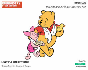 Ready For Bath - Winnie the Pooh and Piglet - Winnie the Pooh & Friends - Disney Embroidery Design in 3 sizes & 8 formats