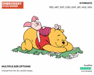 Napping - Winnie the Pooh and Piglet - Winnie the Pooh & Friends - Disney Embroidery Design in 3 sizes & 8 formats