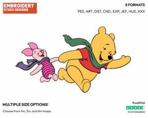 Running - Winnie the Pooh and Piglet - Winnie the Pooh & Friends - Disney Embroidery Design in 3 sizes & 8 formats