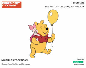 Piglet Riding Pooh Piggy Back - Winnie the Pooh and Piglet - Winnie the Pooh & Friends - Disney Embroidery Design in 3 sizes & 8 formats