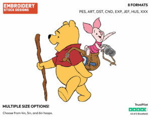Pooh, Piglet Hiking - Winnie the Pooh and Piglet - Winnie the Pooh & Friends - Disney Embroidery Design in 3 sizes & 8 formats