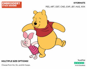 Pooh, Piglet - Winnie the Pooh and Piglet - Winnie the Pooh & Friends - Disney Embroidery Design in 3 sizes & 8 formats