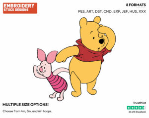 Pooh, Piglet - Winnie the Pooh and Piglet - Winnie the Pooh & Friends - Disney Embroidery Design in 3 sizes & 8 formats