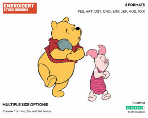 Anxious Pooh, Piglet - Winnie the Pooh and Piglet - Winnie the Pooh & Friends - Disney Embroidery Design in 3 sizes & 8 formats