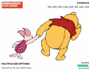 Back View - Winnie the Pooh and Piglet - Winnie the Pooh & Friends - Disney Embroidery Design in 3 sizes & 8 formats