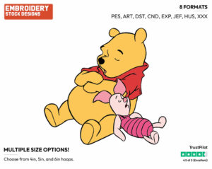 Pooh, Piglet Napping - Winnie the Pooh and Piglet - Winnie the Pooh & Friends - Disney Embroidery Design in 3 sizes & 8 formats