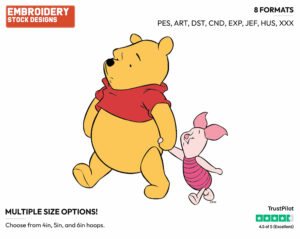 Pooh, Piglet - Winnie the Pooh and Piglet - Winnie the Pooh & Friends - Disney Embroidery Design in 3 sizes & 8 formats