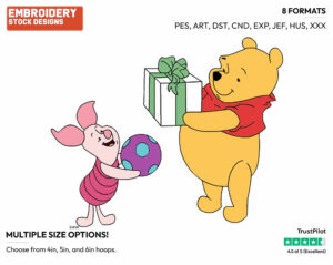 Pooh, Piglet - Winnie the Pooh and Piglet - Winnie the Pooh & Friends - Disney Embroidery Design in 3 sizes & 8 formats