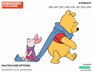 Pooh, Piglet - Winnie the Pooh and Piglet - Winnie the Pooh & Friends - Disney Embroidery Design in 3 sizes & 8 formats