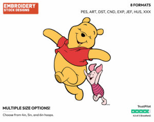 Cheering - Winnie the Pooh and Piglet - Winnie the Pooh & Friends - Disney Embroidery Design in 3 sizes & 8 formats