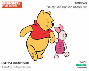 Holding Hands - Winnie the Pooh and Piglet - Winnie the Pooh & Friends - Disney Embroidery Design in 3 sizes & 8 formats
