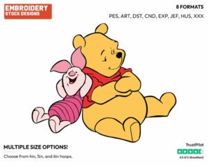 Winnie The Pooh, Piglet - Winnie the Pooh and Piglet - Winnie the Pooh & Friends - Disney Embroidery Design in 3 sizes & 8 formats