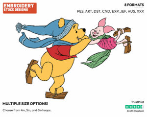 Ice Skating - Winnie the Pooh and Piglet - Winnie the Pooh & Friends - Disney Embroidery Design in 3 sizes & 8 formats