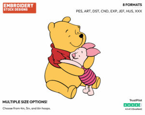 Hugging - Winnie the Pooh and Piglet - Winnie the Pooh & Friends - Disney Embroidery Design in 3 sizes & 8 formats