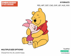 Hugging - Winnie the Pooh and Piglet - Winnie the Pooh & Friends - Disney Embroidery Design in 3 sizes & 8 formats