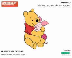 Hugging - Winnie the Pooh and Piglet - Winnie the Pooh & Friends - Disney Embroidery Design in 3 sizes & 8 formats