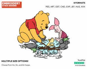 Pooh, Piglet, Duckling - Winnie the Pooh and Piglet - Winnie the Pooh & Friends - Disney Embroidery Design in 3 sizes & 8 formats